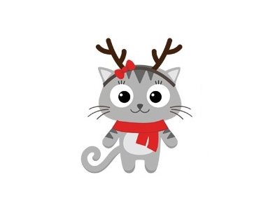 Transfer-Applikation Weihnachten zum Aufbügeln ca. 5,5 cm x 7,5 cm - Kätzchen mit Geweih