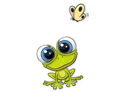 Transfer-Applikation zum Aufbügeln ca. 3,0 cm x 4,0 cm - Frosch mit großen Augen