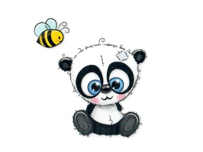 Transfer-Applikation zum Aufbügeln ca. 6,0 cm x 5,5 cm - Pandabär mit Biene