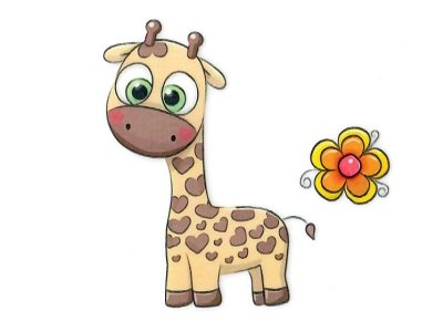 Transfer-Applikation zum Aufbügeln ca. 6,0 cm x 6,0 cm - kleine Giraffe mit Blume