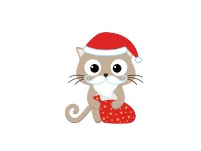Transfer-Applikation Weihnachten zum Aufbügeln ca. 5,5 cm x 7,0 cm - Kätzchen mit Weihnachtsmütze
