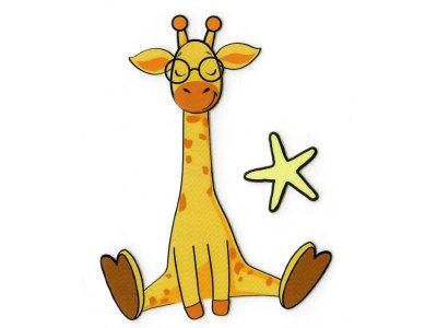 Transfer-Applikation zum Aufbügeln ca. 6,5 cm x 9,0 cm - erschöpfte Giraffe