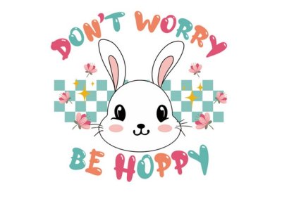 Transfer-Applikation zum Aufbügeln ca. 24,0 cm x 19,5 cm - Be Hoppy Hase