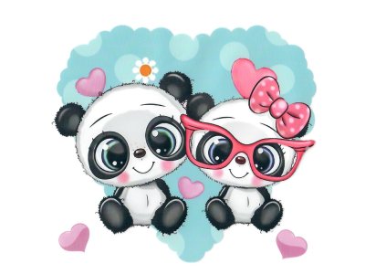 Transfer-Applikation zum Aufbügeln ca. 18,0 cm x 16,0 cm - Panda Geschwister