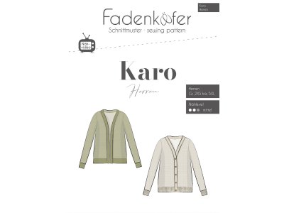 Papier-Schnittmuster Fadenkäfer Karo - Strickjacke - Herren