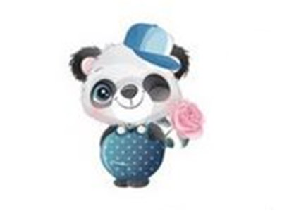 Transfer-Applikation zum Aufbügeln ca. 6,0 cm  x 8,0 cm - Panda mit Cappy 