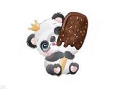 Transfer-Applikation zum Aufbügeln ca. 7,0 cm  x 8,0 cm - Panda mit leckerem Eis