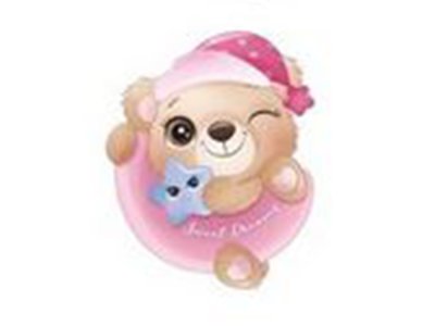 Transfer-Applikation zum Aufbügeln ca. 6,5 cm x 8,0 cm - süßer Teddy auf Mond