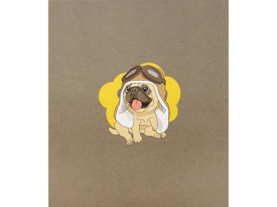 Sweat French Terry Eigenproduktion KDS - Pippin the Pug PANEL ca. 55cm x 50cm - braun