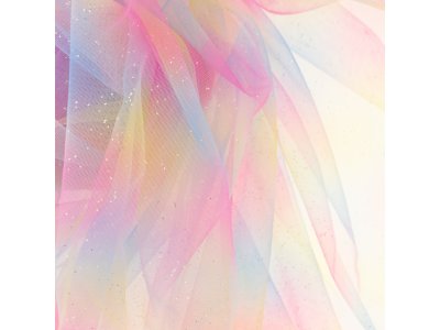 Regenbogen-Tüll mit Glitzer - große Tupfen - multicolor/pink