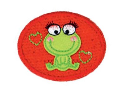 Applikation zum Aufbügeln ca. 5,5 cm x 4,5 cm - Frosch - rot/grün