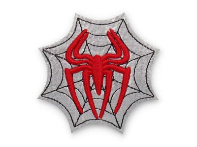 Applikation Reflektor zum Aufbügeln ca. 7,5x8cm - Spinne im Netz - grau