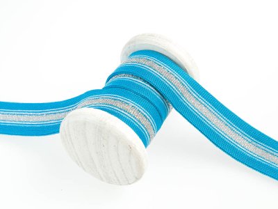 Hosenstreifen mit Glitzer - Streifen - aqua/weiß/silberfarben