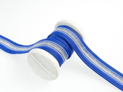 Hosenstreifen mit Glitzer - Streifen - royalblau/weiß/silberfarben