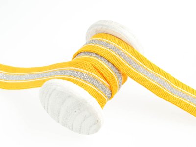 Hosenstreifen mit Glitzer - Streifen - gelb/weiß/silberfarben