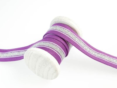Hosenstreifen mit Glitzer - Streifen - violett/weiß/silberfarben