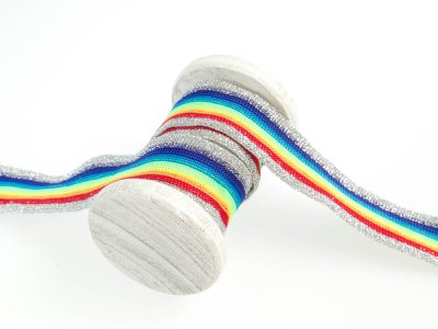 Hosenstreifen mit Lurexglitzer - Streifen - regenbogen/silber
