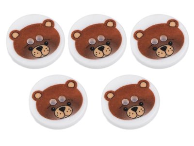 Kinderknöpfe 5 Stück/15 mm - Teddybär - weiß