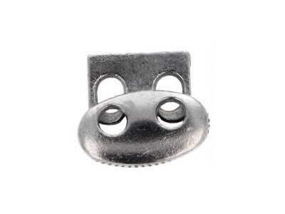 2 Kordelstopper - 19 x 17 mm - für Kordeln mit max. 4 mm Durchmesser - silberfarben