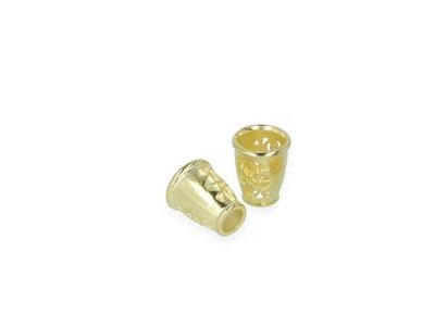 2 Kordelenden - 12 x 10 mm - für Kordeln mit max. 4 mm Durchmesser - goldfarben
