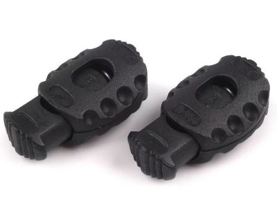 2 ovale Kordelstopper - 20 x 30 mm - für Kordeln mit max. 6 mm Durchmesser - schwarz