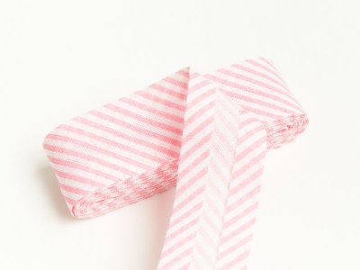 Baumwoll Schrägband gefalzt 20 mm x 2 m diagonal gestreift - rosa
