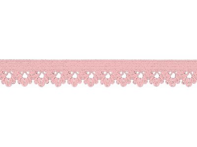 Elastisches Gummiband 13 mm - Spitzenborde - rosa