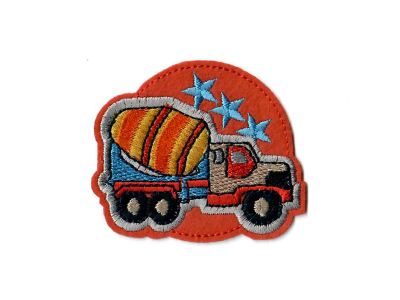 Stick - Applikation zum Aufbügeln ca. 6,5 cm x 5,5 cm - roter Betonmischer - rot