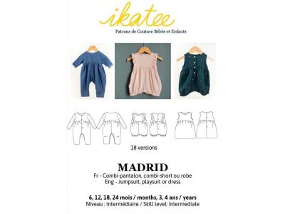 Französische Papier-Schnittmuster Ikatee - Jumpsuit / Playsuit / Kleid MADRID - Babys / Kleinkinder