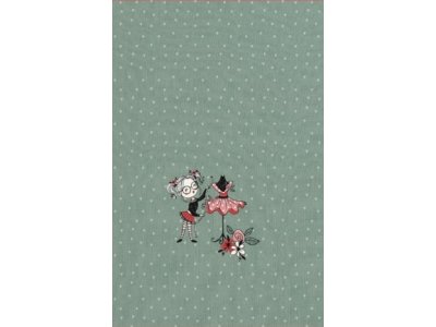Jersey Digitaldruck Stenzo Sewing PANEL ca. 60 cm x 50 cm - Mädchen mit Schneiderpuppe - mint