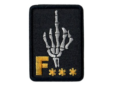 Applikation zum Aufbügeln ca. 4,5 cm x 6,5 cm - Hand mit Schriftzug - schwarz-gelb