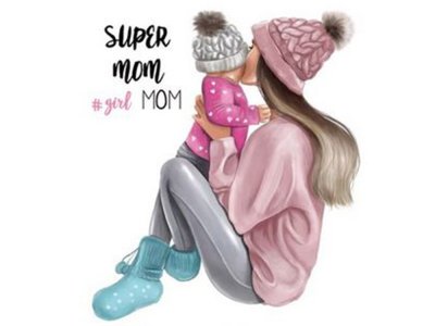 Transfer-Applikation zum Aufbügeln ca. 22,0cm  x 26,0 cm - große Super Girls Mom