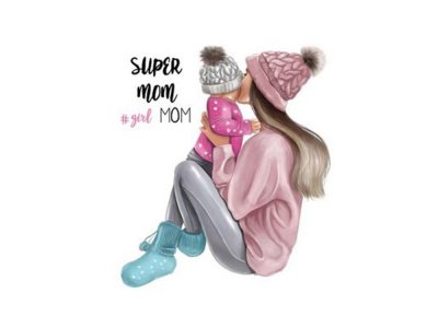 Transfer-Applikation zum Aufbügeln ca. 8,5cm  x 28,0 cm - kleine Super Girls Mom