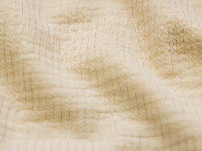 Musselin Baumwolle Double Gauze mit Metallic-Streifen - beige
