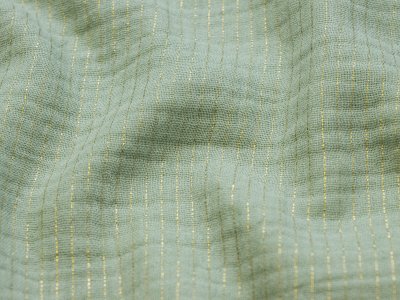 Musselin Baumwolle Double Gauze mit Metallic-Streifen - dunkles mint