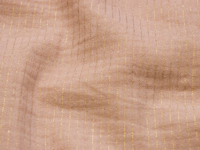 Musselin Baumwolle Double Gauze mit Metallic-Streifen - altrosa