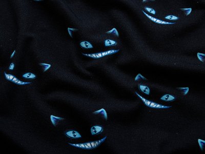 Jersey Digitaldruck toff ghost cats - grinsende Katzen - schwarz-blau