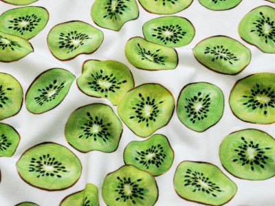 Jersey Digitaldruck toff kiwi - schmackhafte Kiwis - wollweiß