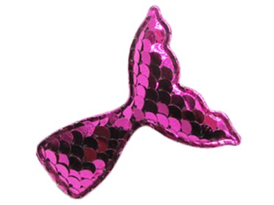 Applikation/Aufnäher gepolstert mit Glitter-Pailletten  ca. 55 mm x 50 mm -  Meerjungfrau-Flosse - pink