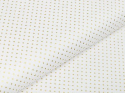 Webware Baumwolle Popeline mit Foliendruck - goldene mini Punkte - wollweiß
