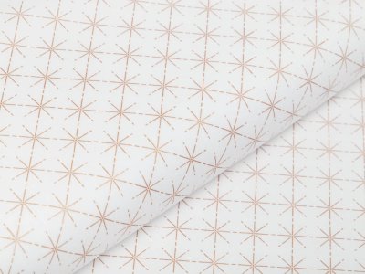 Webware Baumwolle Popeline mit Foliendruck - goldene Sterne - wollweiß