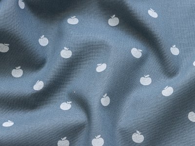 Webware Baumwolle Popeline - Äpfel - indigoblau