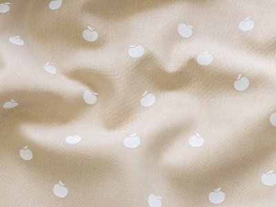 Webware Baumwolle Popeline - Äpfel - beige
