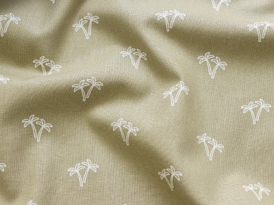 Webware Baumwolle Popeline - Palmen - khaki