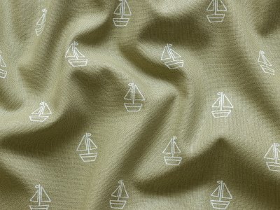 Webware Baumwolle Popeline - Segelboote - khaki