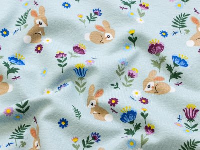 Jersey - Hasen auf Blumenwiese - mint