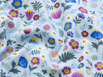 Jersey - verschiedene Blumen - mint