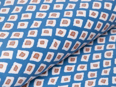 Bengaline Stretch-Stoff - Abstrakte-Rauten - indigoblau
