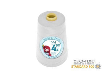 Nähgarn Overlock XXL - Ökotex 100 - Lauflänge 4570m (5000Y) - uni weiß