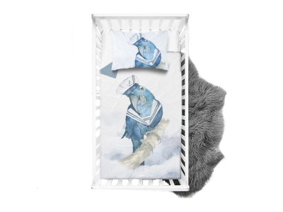 Webware Baumwolle Panel  75 cm x 100cm maritimer Matrosen-Papagei